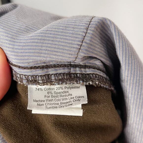 Peter Millar Size 35 Dark Brown Canvas Five Pocket Stretch Pants Cotton Straight - Picture 8 of 10